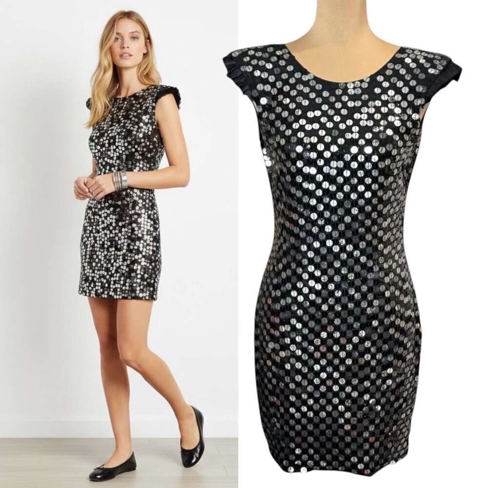 Robert Rodriguez Sequin Mini Dress Sz.4 Black Silver Bodycon Sexy Party Event